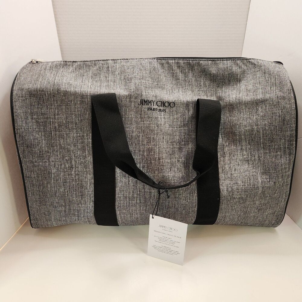 NWT Jimmy Choo Parfums Weekender Travel Gym Duffle Bag Grey NEW